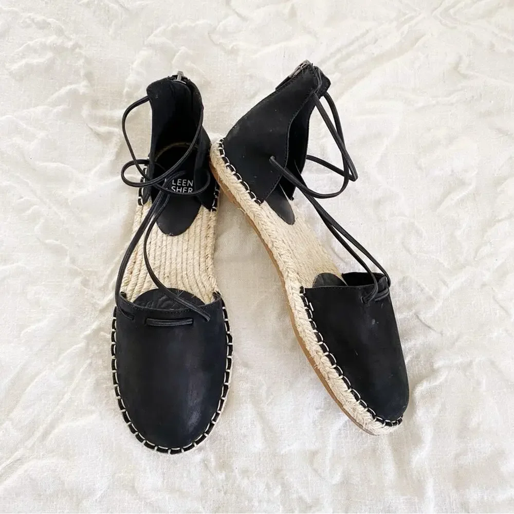 Eileen fisher Lace Leather Espadrille New $155